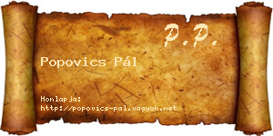 Popovics Pál névjegykártya